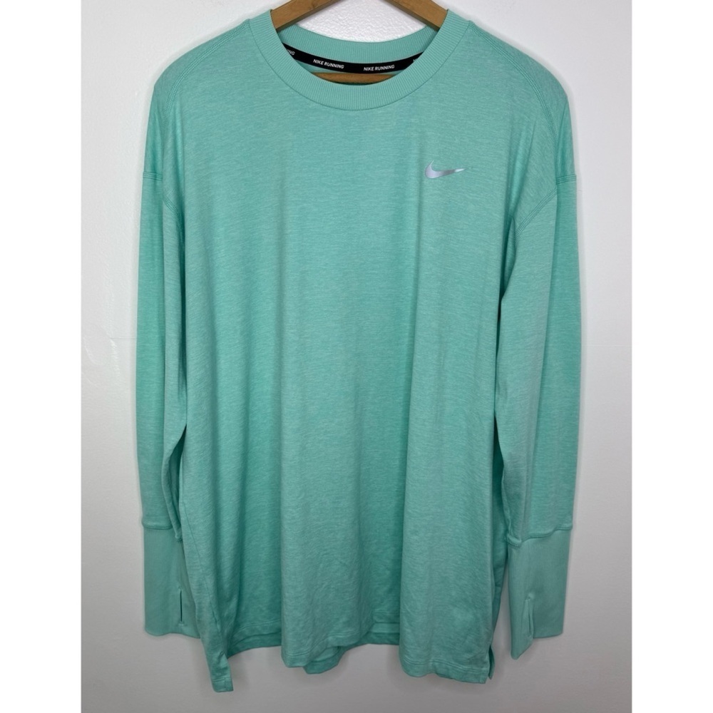 NIKE Running Dri-Fit Bright Teal Long Sleeve Top